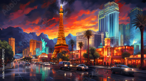 Illustration of a beautiful view of Las Vegas, USA