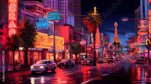 Illustration of a beautiful view of Las Vegas, USA