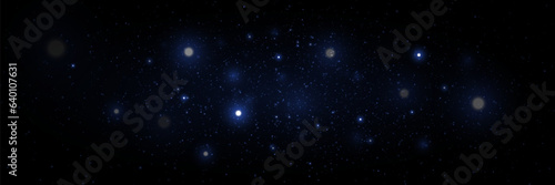 Tableau sur toile Shining stars glow on a dark sky background