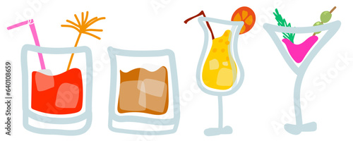 assortment of hand-designed cocktails in flat design
