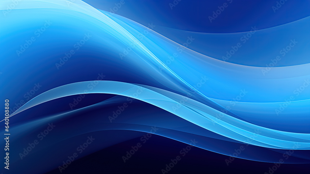 Fototapeta premium Flowing Blue Waves - An abstract design with smooth flowing blue waves, perfect for modern digital art and serene backgrounds.