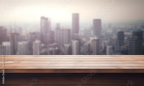 empty wooden table in the balcony mockup