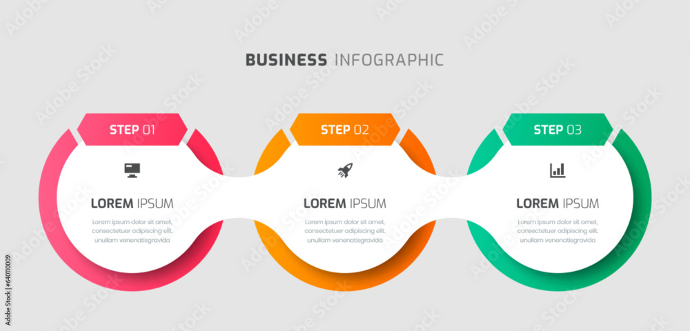 Vector Infographic Template with Circle Label, Icons, and 3 Steps for Presentation Vector Infographic Template with Circle Label, Icons, and 3 Steps for Presentation