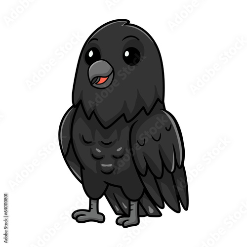 Cute crow bird cartoon standing