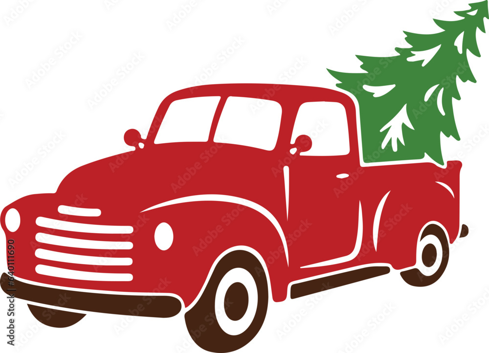 Christmas Truck SVG, Red Truck SVG, Merry Christmas svg, Red Truck and Tree svg, Santa Red Truck svg, Farmhouse Christmas Truck svg