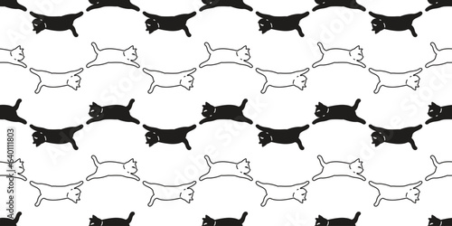 cat seamless pattern jumping kitten running neko vector cartoon character pet gift wrapping paper tile background repeat wallpaper animal doodle illustration design scarf isolated