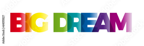 The word Big dream. Vector banner with the text colored rainbow.