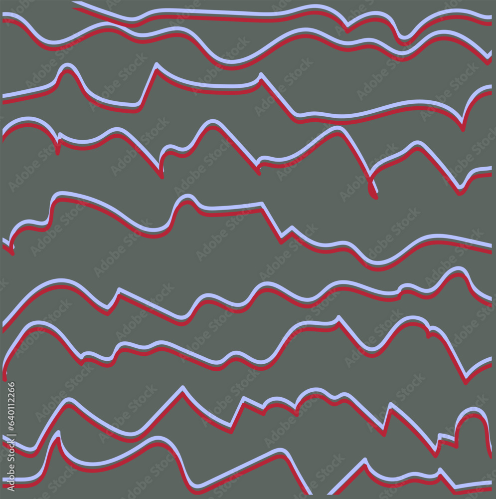 Naklejka premium Sharp wavy lines with scarlet doubling