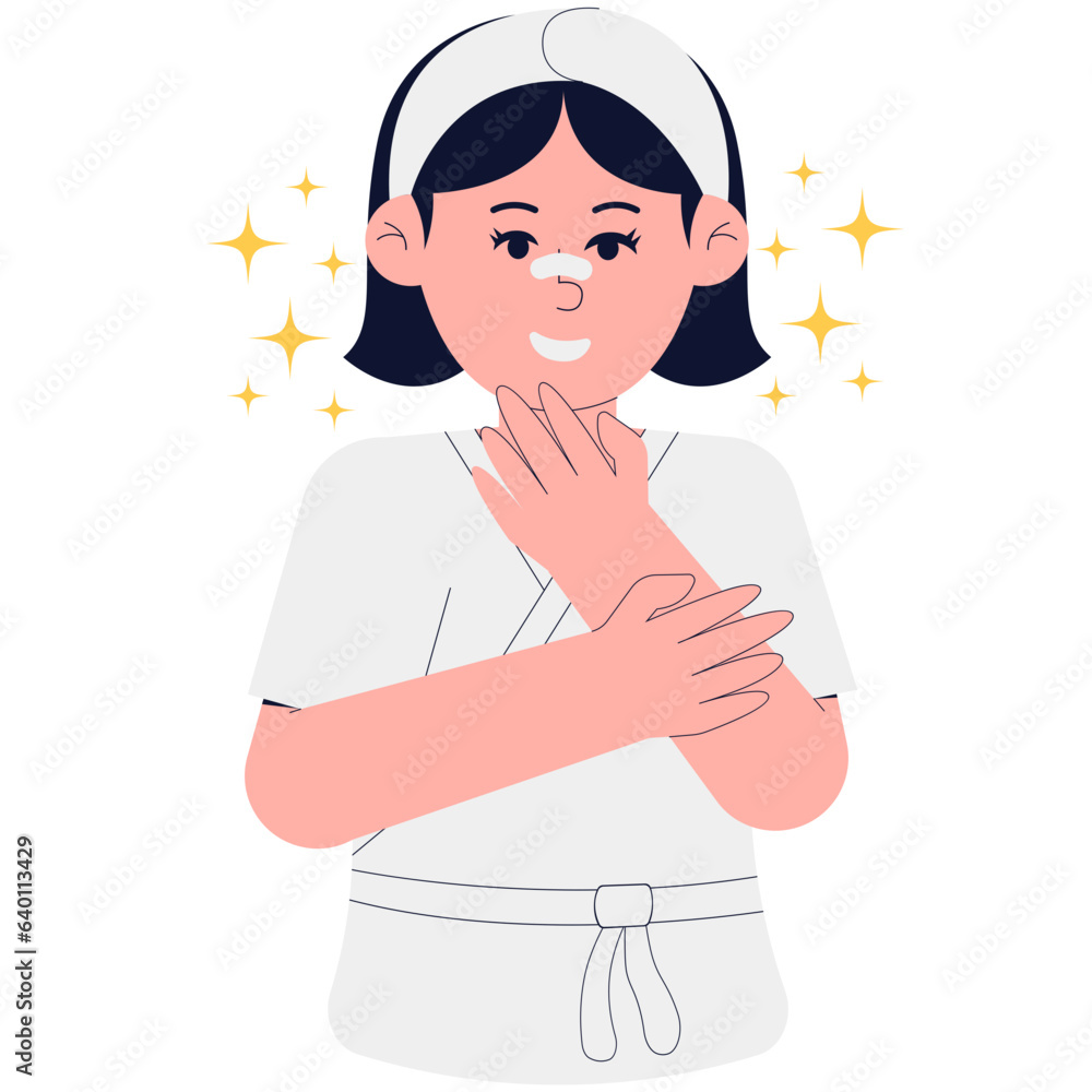 Woman Doing Nose Blackhead Cleaning Treatment Illustration Woman Doing Nose Blackhead Cleaning Treatment Illustration