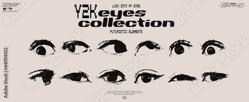 Leinwand Poster Retro y2k eyes, futuristic elements for design