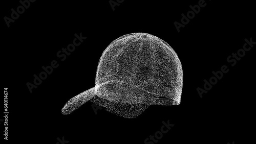 3D Baseball cap rotates on black background. Sportswear concept. Business advertising backdrop. For title, text, presentation. 3d animation 60 FPS