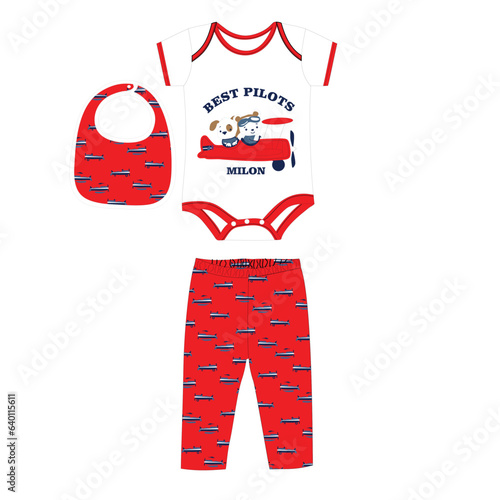 bodysuit with pant & bib best pilots print vector