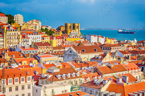 The Oldest and The Most Beautiful Districs of Lisbon Alfama in Portugal. photo