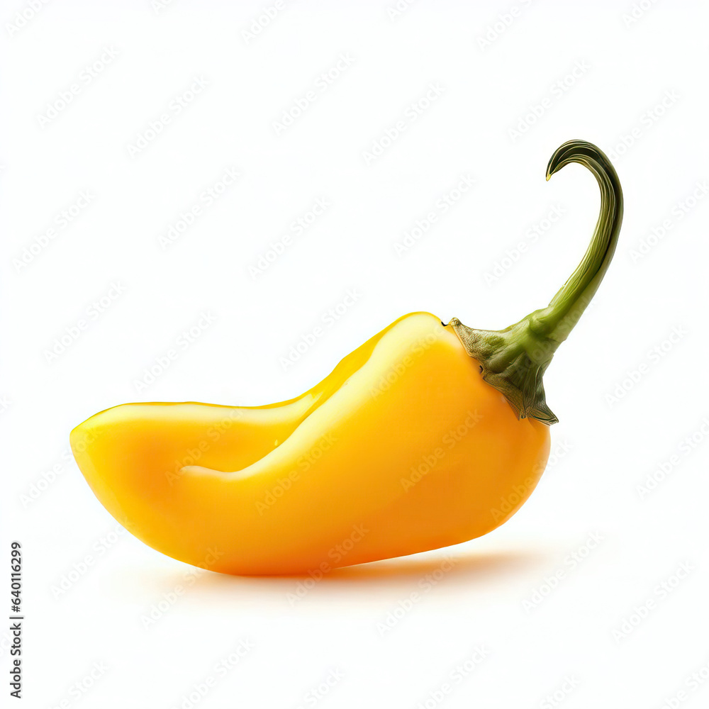 Yellow chili pepper isolated on transparent or white background, png. Generative AI Yellow chili pepper isolated on transparent or white background, png. Generative AI