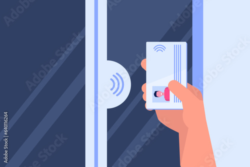 Wireless key card. Access control card concept. Vector illustration.