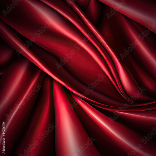 Red silk abstract background luxury cloth or liquid wave or wavy folds of grunge silk texture satin velvet material or luxurious Christmas background or elegant wallpaper design, Generative AI