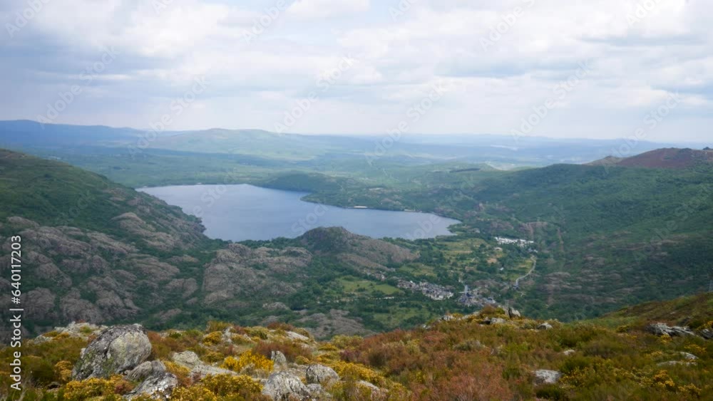 Pan acros sanabria lake on cloudy day, zamora spain overlooking glacial water Pan acros sanabria lake on cloudy day, zamora spain overlooking glacial water
