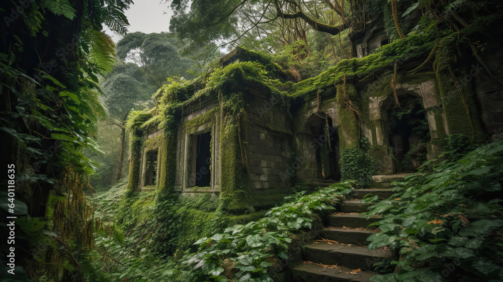 Ancient ruins covered in ivy Ancient ruins covered in ivy