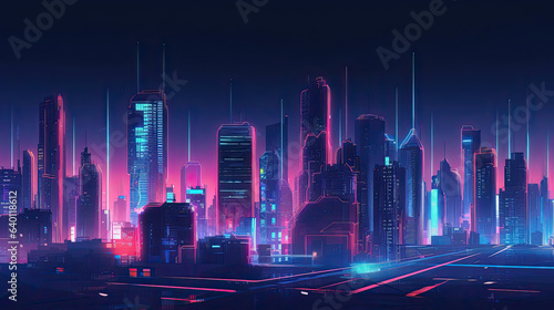 Futuristic cityscape with neon lights