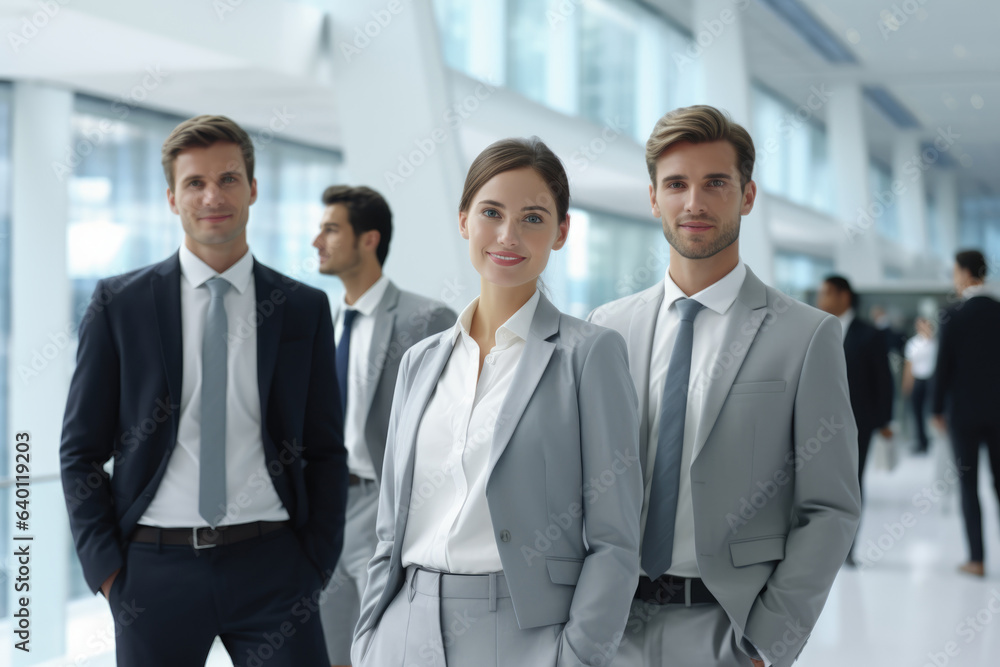 Group of successful business people on the background of the office. Group of successful business people on the background of the office.