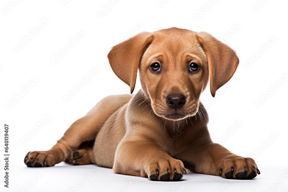 A cute little Labrador Retriever Dog isolated on white plain background