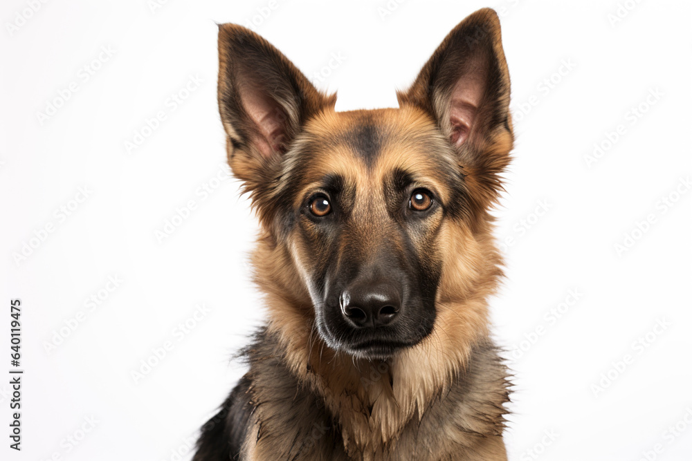 A German Shepherds Dog isolated on white plain background A German Shepherds Dog isolated on white plain background