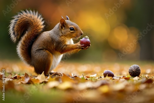  squirrels busily collecting acorns, birds preparing for migration, or any other creatures that adapt to the changing environment during this time of year