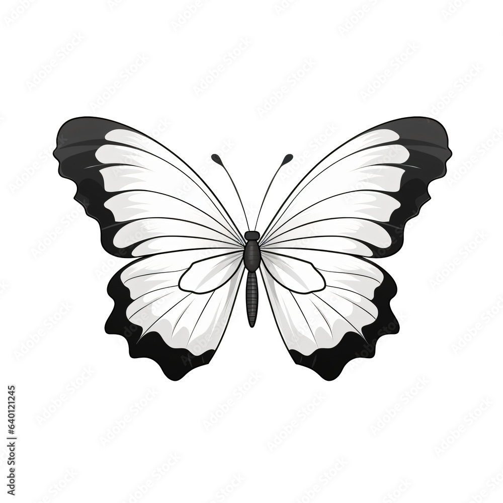 butterfly in black and white isolated on transparent background butterfly in black and white isolated on transparent background