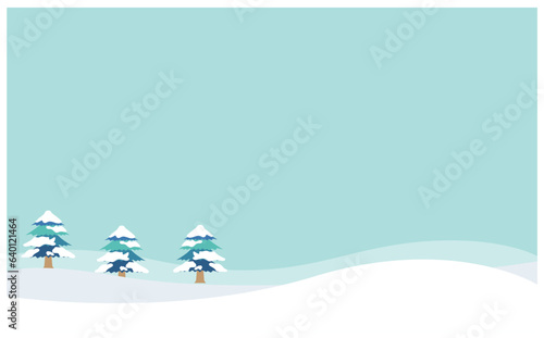 雪の積もった針葉樹と冬の雪景色
