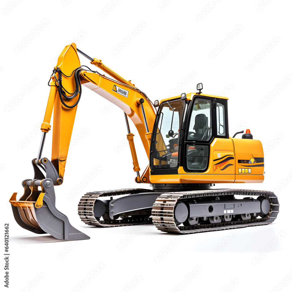 excavator on a white excavator on a white