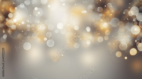 Abstract background with bokeh, unfocused gold and gray lights