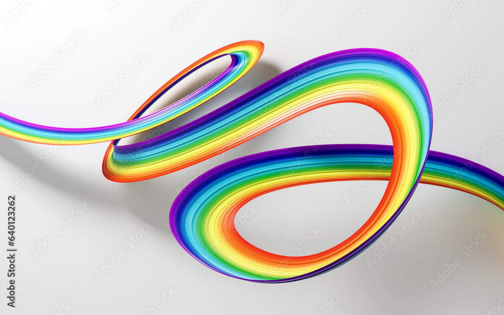 3d Flag Of Rainbow 3d Waving Ribbon Flag Isolated On White Background, 3d Illustration 3d Flag Of Rainbow 3d Waving Ribbon Flag Isolated On White Background, 3d Illustration