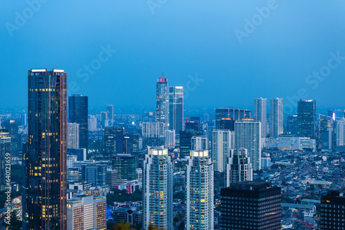 scenery of Jakarta skyline at night, the capital of Indonesia