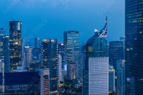 scenery of Jakarta skyline at night, the capital of Indonesia