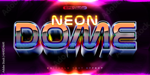 Retro shiny Y2K editable text effect neon dome