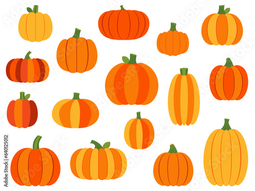 Autumn Harvest Pumpkins Set in Cartoon Style
