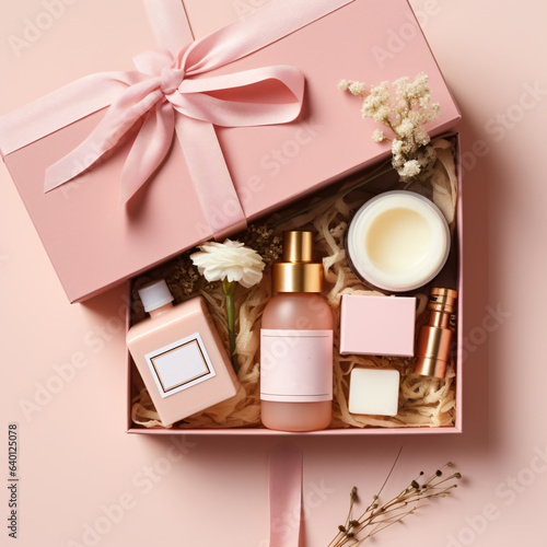Fotografia cosmetics in a gift box