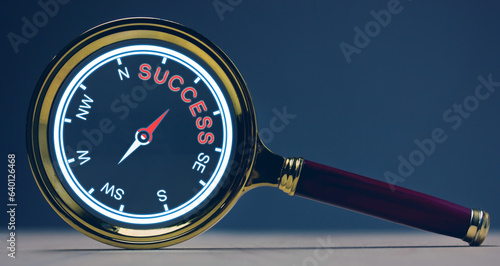 Tableau sur toile Compass pointing to success. Business. Success