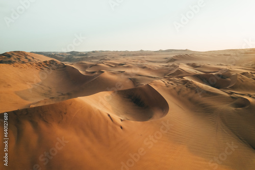 Aerial sunset photo of desert textures in Huacachina  Ica  Peru  South America