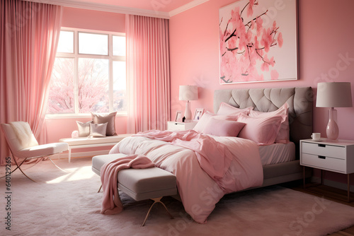 Pink interior design for bedroom © Pattanan