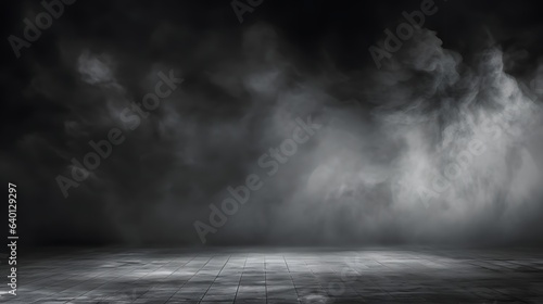 Texture dark concrete floor with mist or fog, AI generative