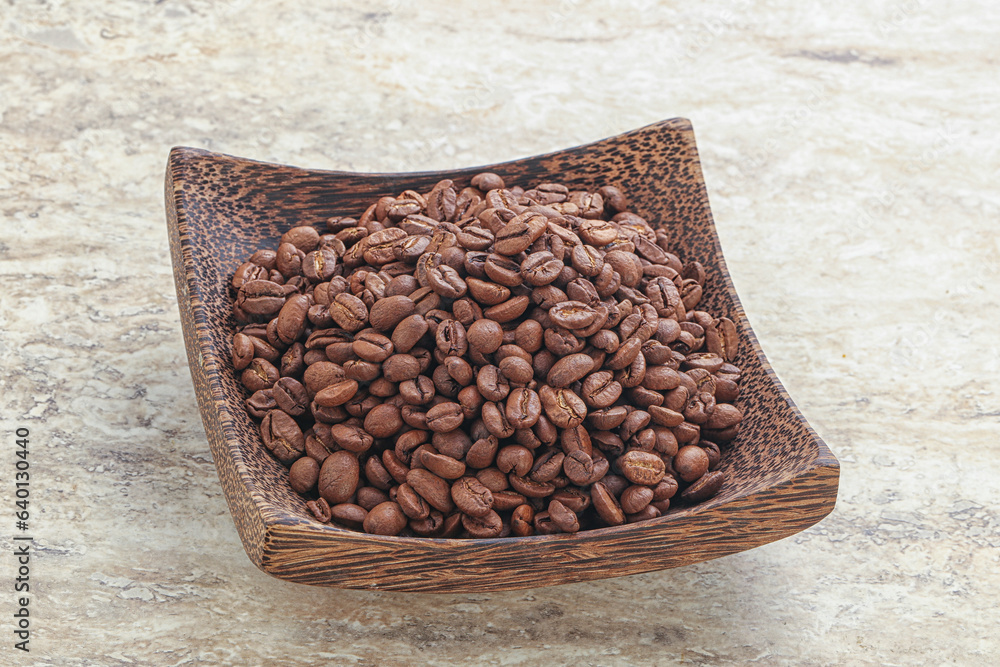Roasted coffee bean in the bowl Roasted coffee bean in the bowl