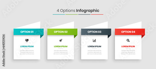 Vector Business Infographic Presentation Template with Abstract Design, Gradient Color, 4 Options and Icons