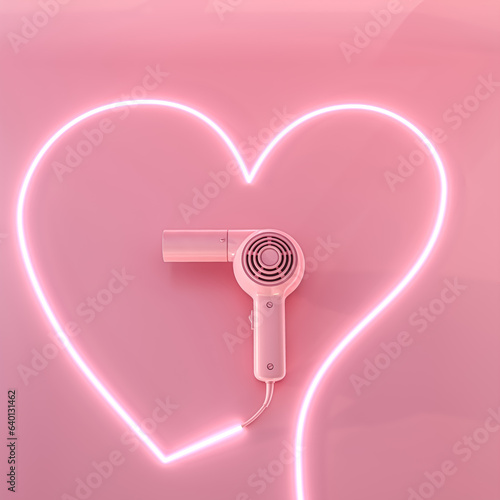 pink hair dryer isolated on pink background