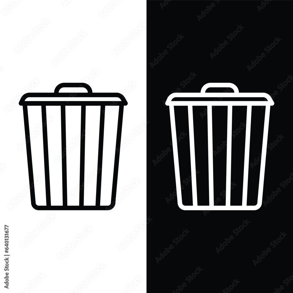 black and white garbage bin icon, vector, template, logo, trendy, collection, flat, design 
