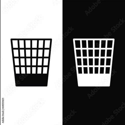 black and white garbage bin icon, vector, template, logo, trendy, collection, flat, design 