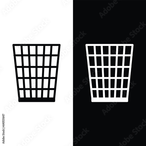 black and white garbage bin icon, vector, template, logo, trendy, collection, flat, design 