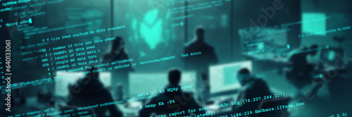 Tableau sur toile Futuristic office and digital technology concept