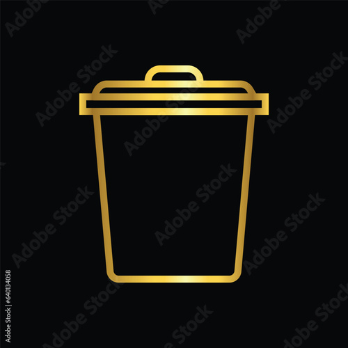 gold color garbage bin icon, vector, template, logo, trendy, collection, flat, design