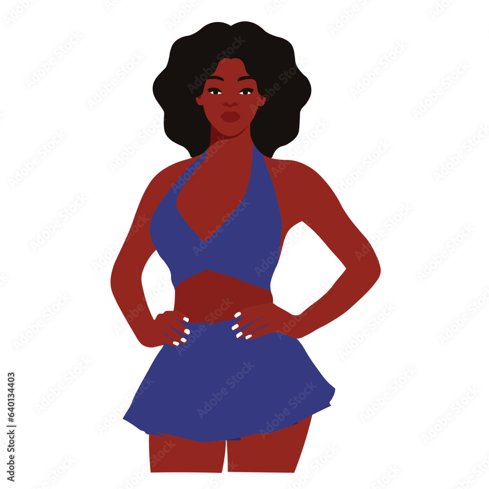 Modern fashionable black woman in elegant art style vector Modern fashionable black woman in elegant art style vector